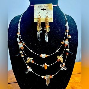 Carol Dauplaise necklace, and earrings with crystals